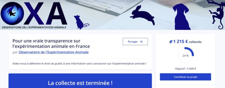 Image du résultat de l'appel à dons pour le lancement de l'OXA